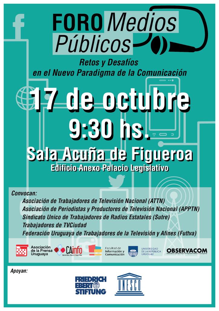 Invitación al foro “Medios públicos: retos y desafíos en el nuevo paradigma de la comunicación”.