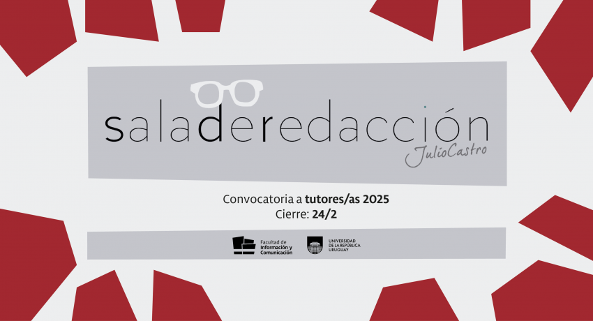 gráfica: en letras negras sobre fondo blanco dice sala de redacción convoca a tutores/as 2025.